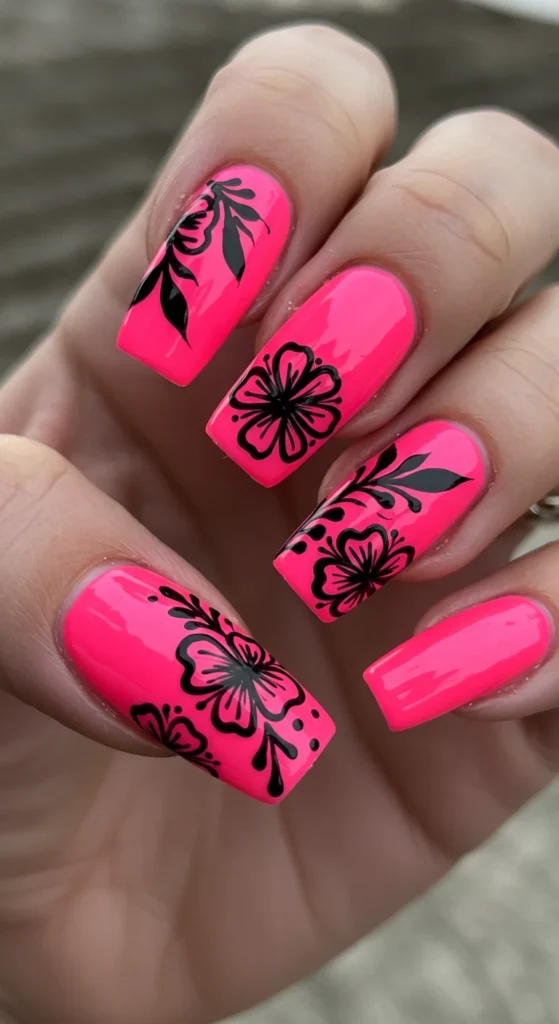 Neon Bloom nails