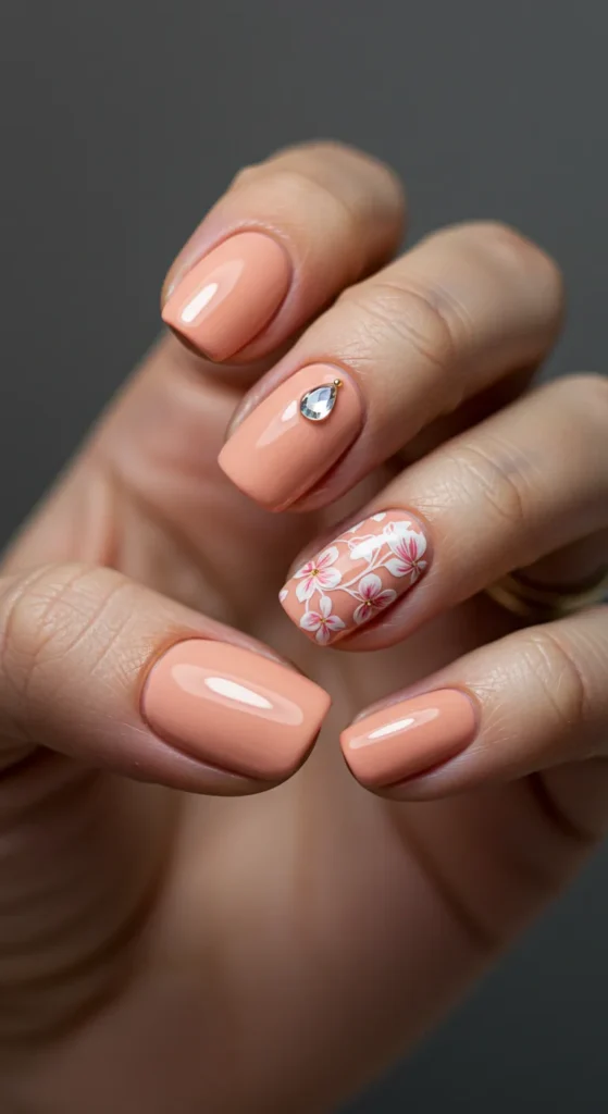 Peach Blossom Bliss nails design