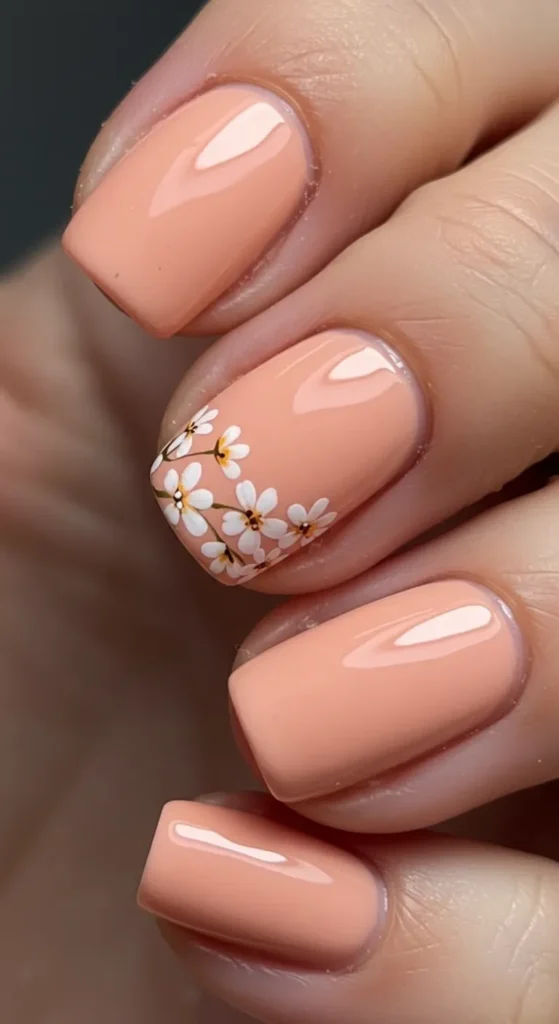 Peach Blossom Elegance nails