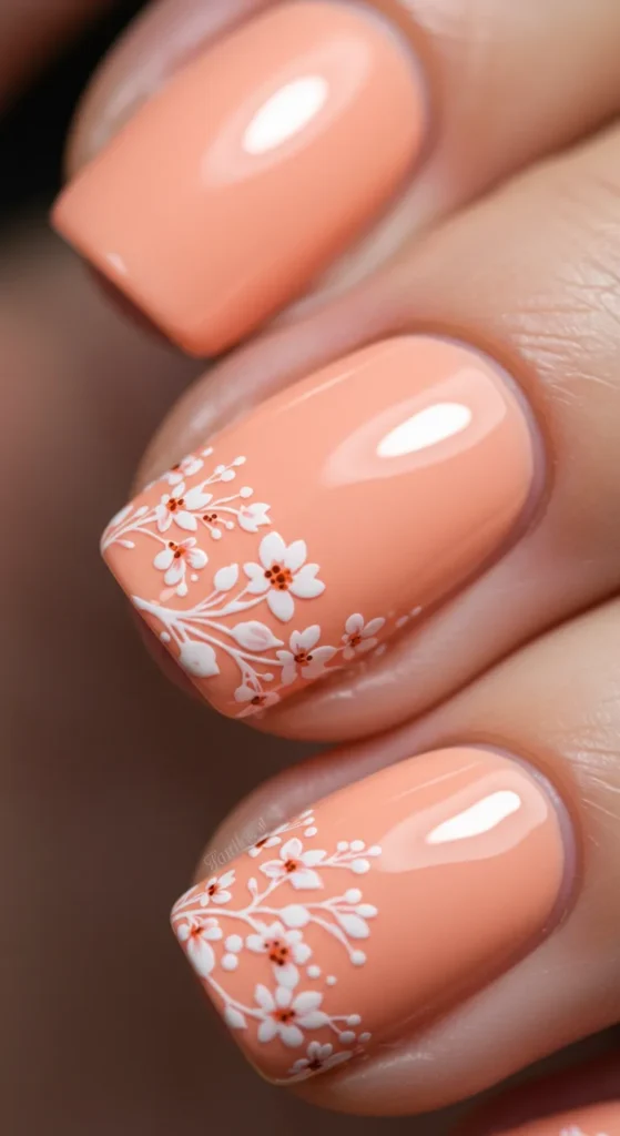 Peach Blossom Elegance nails