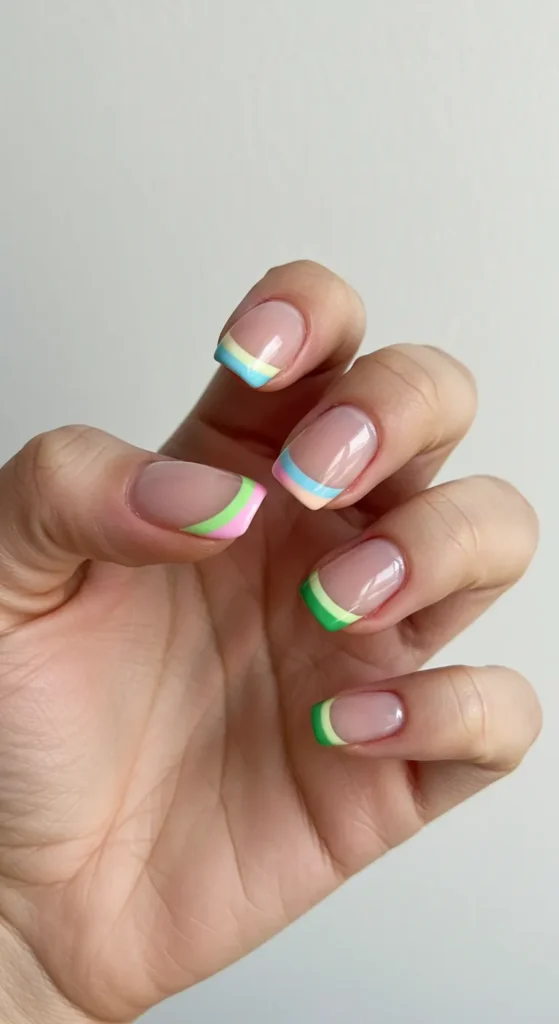 Rainbow French Tips march nail