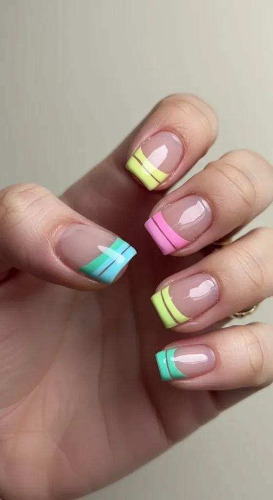 Rainbow French Tips march nail