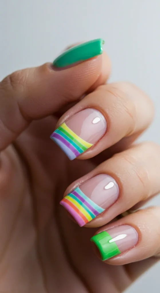 Rainbow French Tips march nail