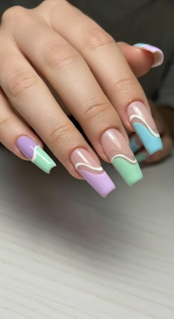 Rainbow Ripple nails