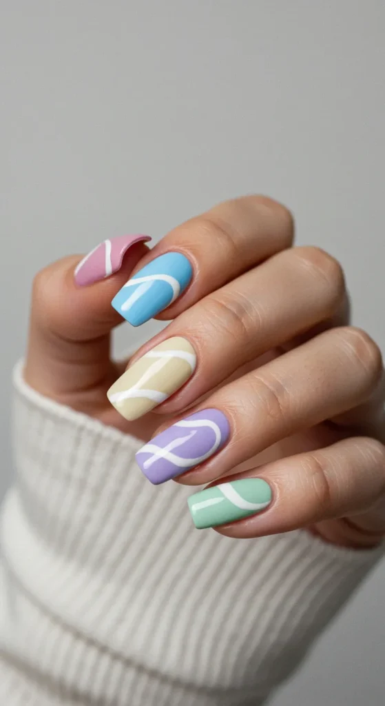 Rainbow Ripple nails