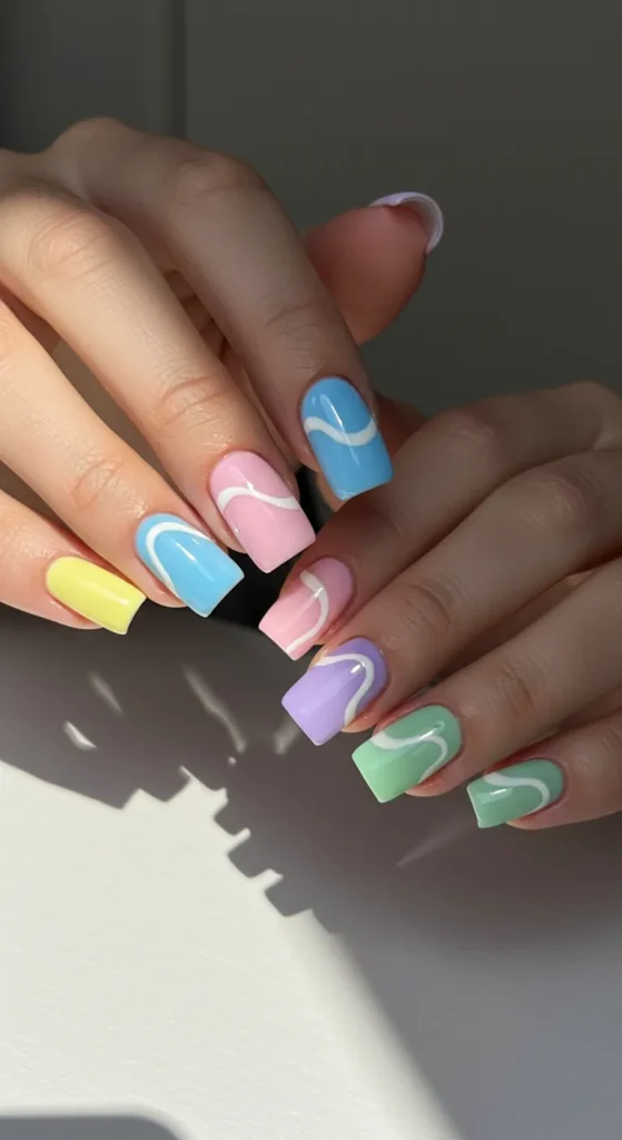 Rainbow Ripple nails