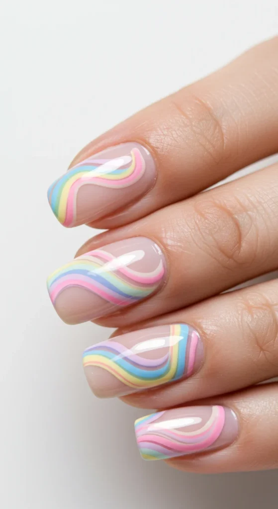 Rainbow Swirl nailss design