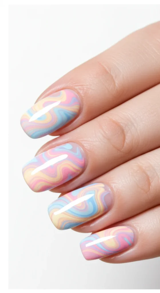 Rainbow Swirl nailss design