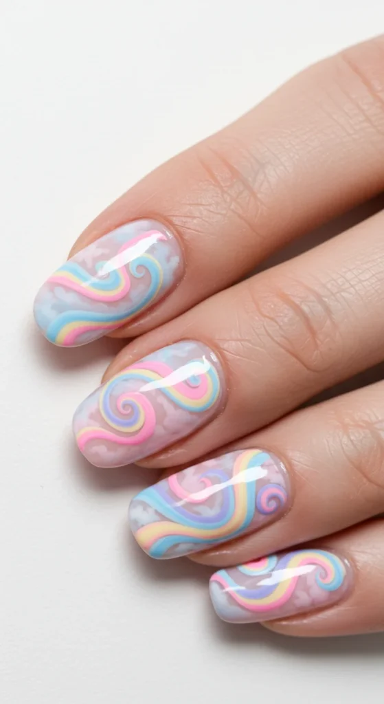 Rainbow Swirl nailss design