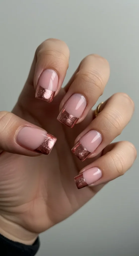 Rose Gold Dipped Tips nails