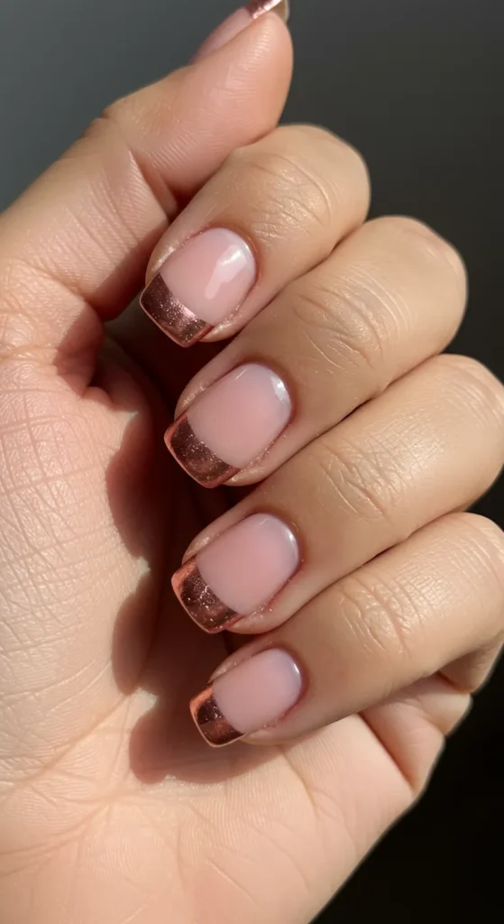 Rose Gold Dipped Tips nails