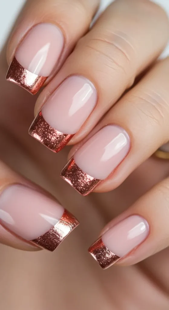 Rose Gold Dipped Tips nails