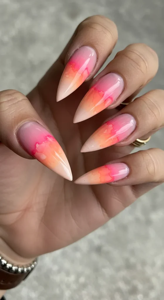 Sun-Kissed Watercolor nails design