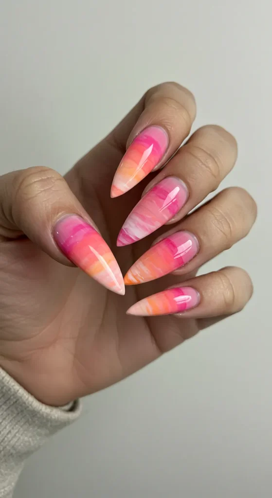 Sun-Kissed Watercolor nails design