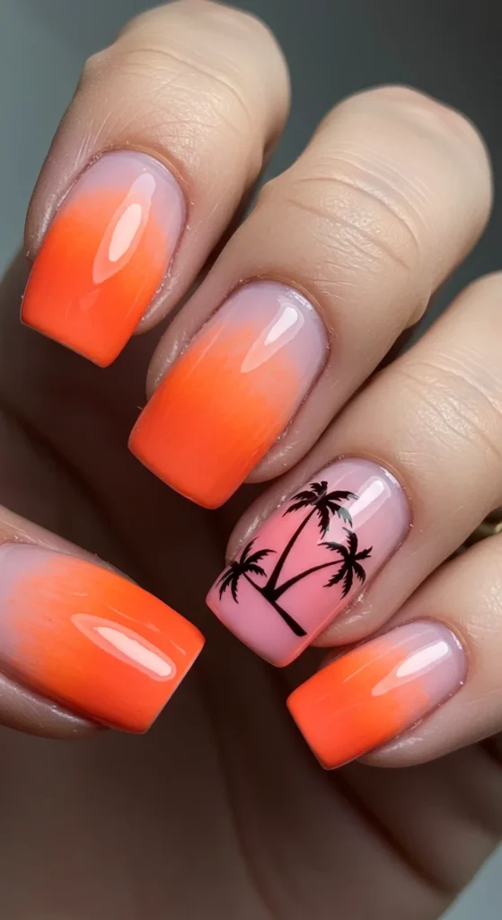 Tropical Sunset nails