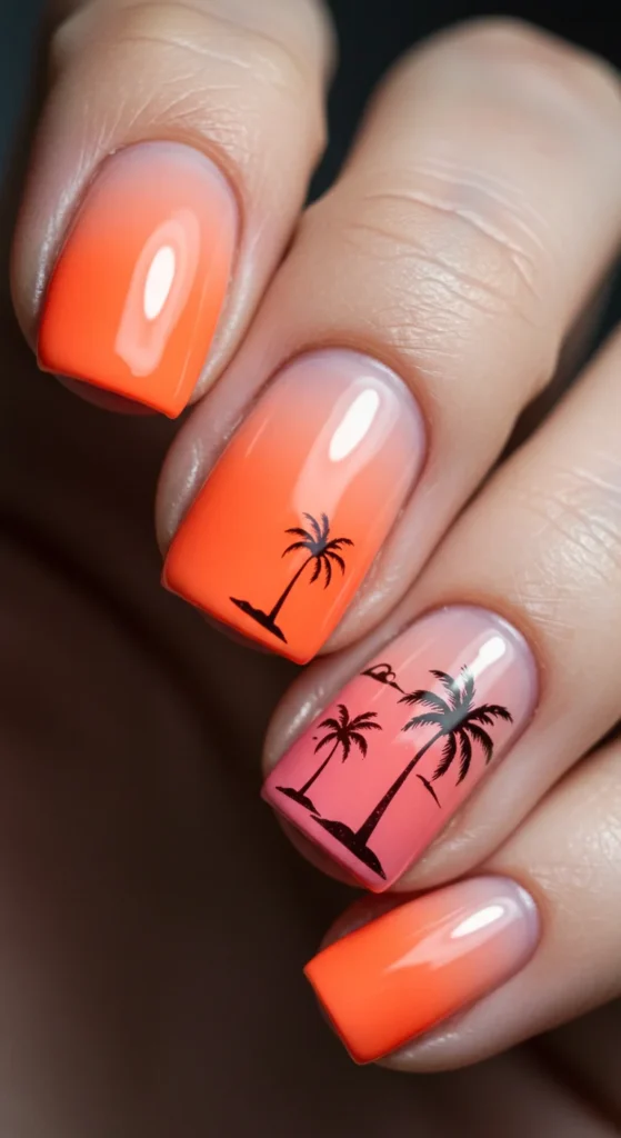 Tropical Sunset nails