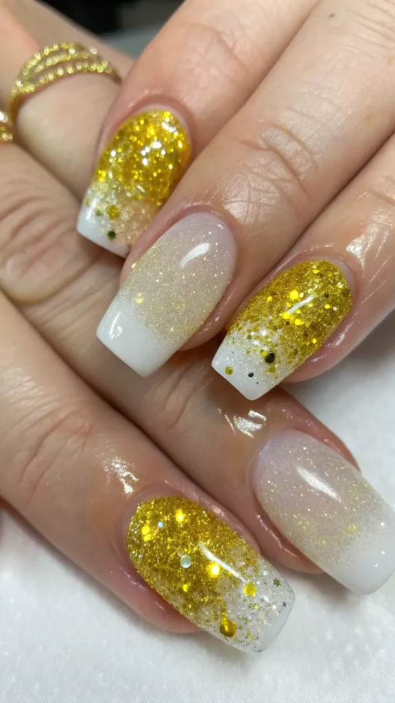 glittery-sunshine--add-gold-or-yellow-glitter-over Sunshine Nail Ideas