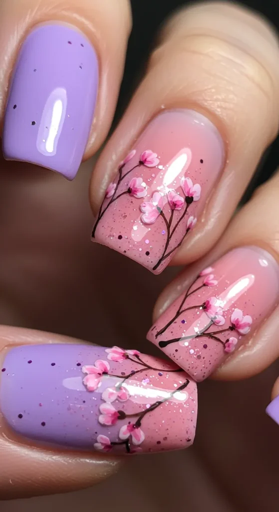 nail designs for march  Celestial Blossom Gradient