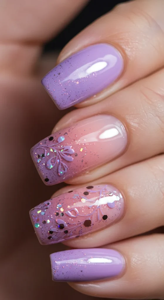 nail designs for march  Celestial Blossom Gradient