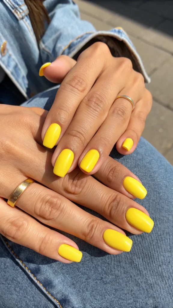 Sunny Yellow Nails sunny-yellow-nails--paint-all-your-nails-a-bright-