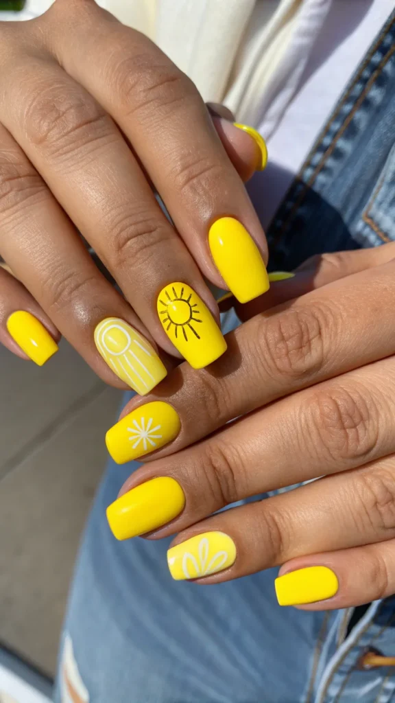 Sunny Yellow Nails sunny-yellow-nails--paint-all-your-nails-a-bright-