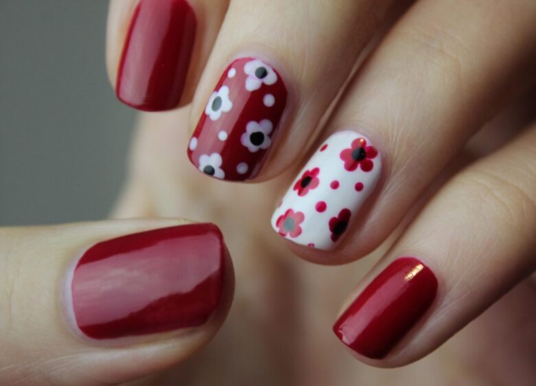 nail art, manicure, nails, nail polish, cuticles, red manicure, red nail art, beautiful flowers, floral nail art, floral nails, flower background, flowers, fingernails, color, polish, woman, hand, nail spa, nature, flower wallpaper, style, glamour, female, natural nails, elegant nails